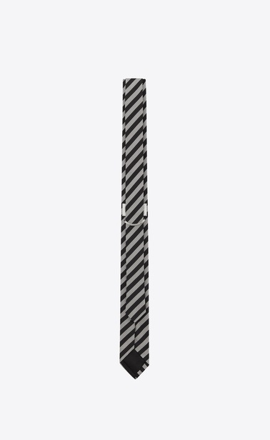Narrow jacquard tie with small stripes
